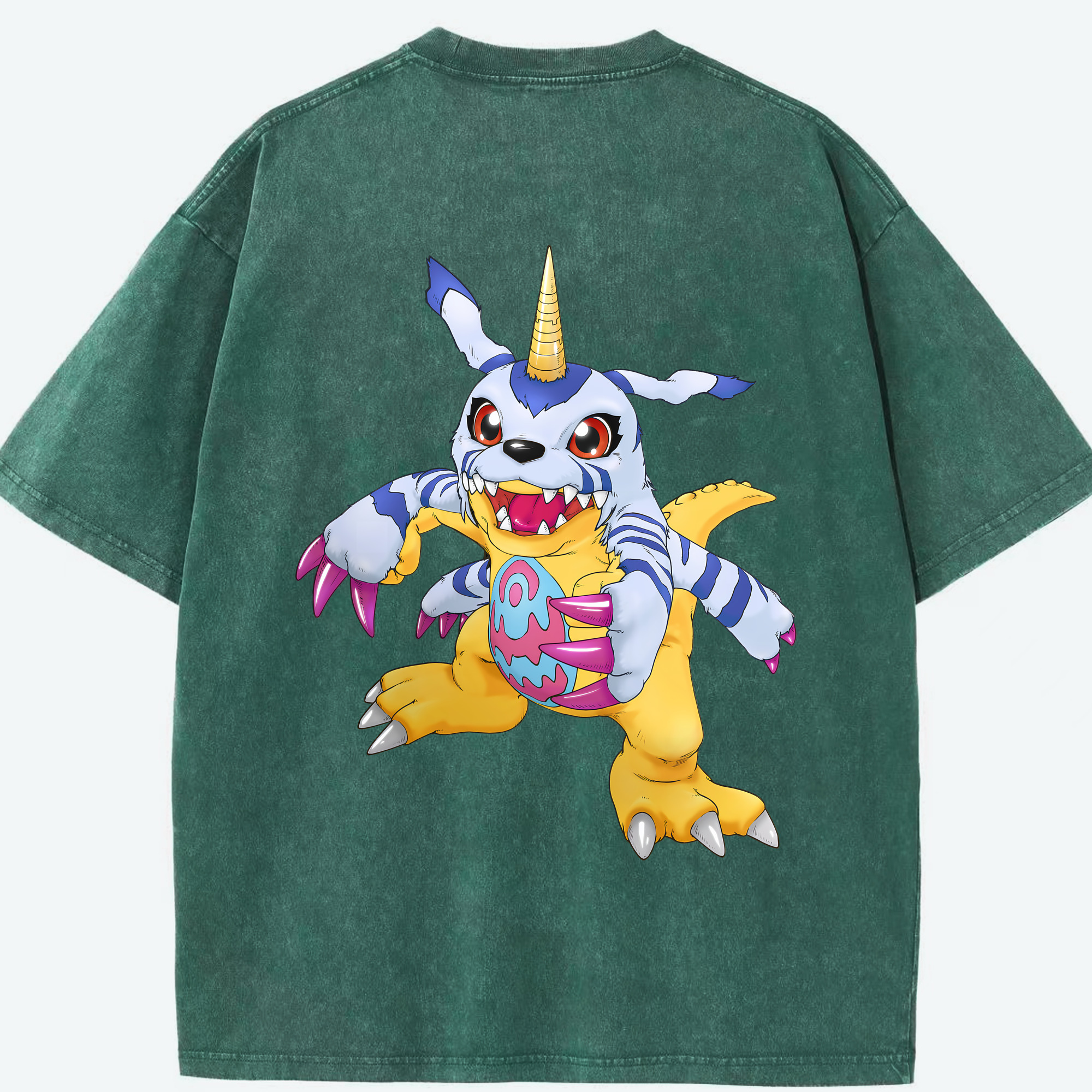 （画像用） Digimon デジタルモンスター/デジモン 綿100% ヴィンテージ風 半袖Tシャツ（背面プリント）